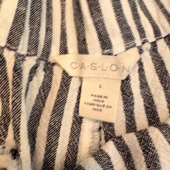 Caslon Navy and White Linen Blend Striped Pants - Picture 2 of 7